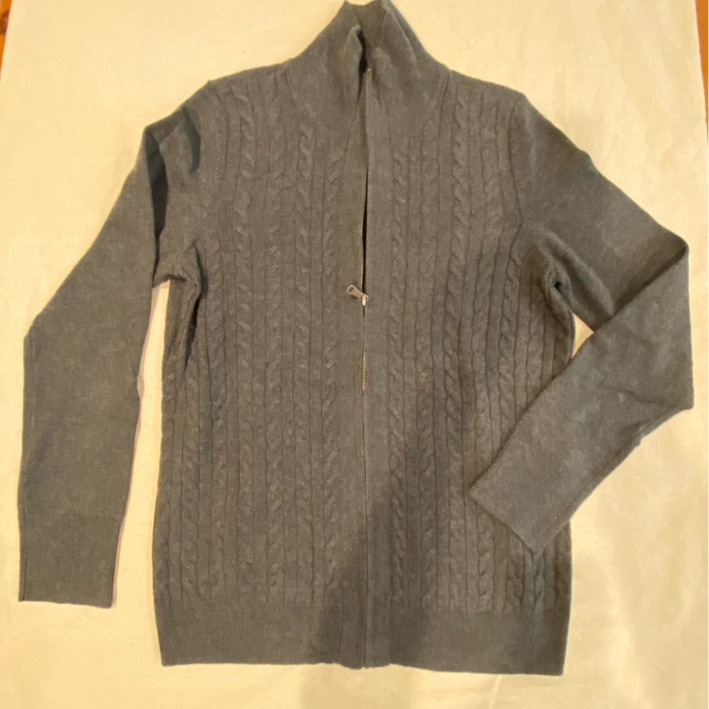 Talbots, zip up gray sweater